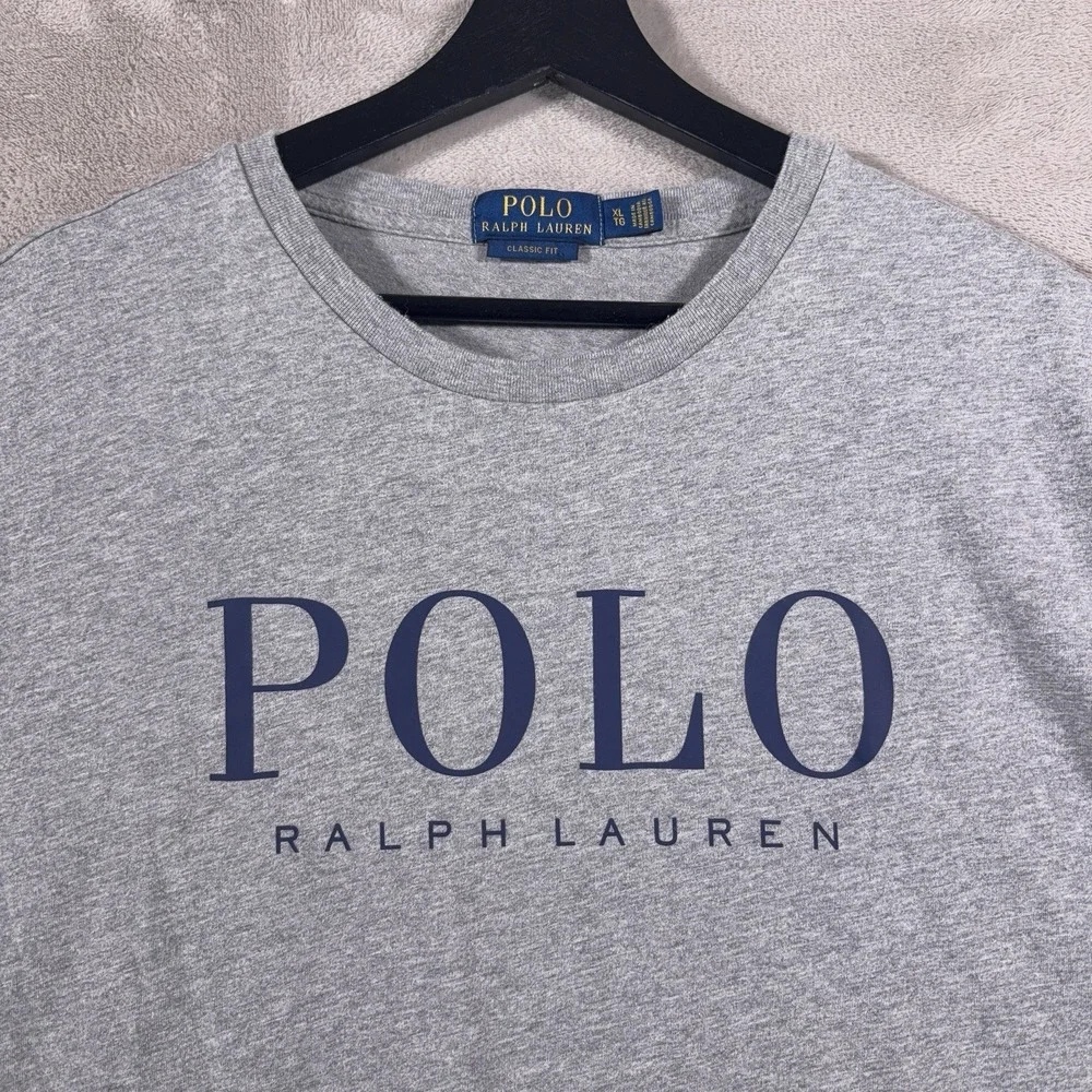 Polo Ralph Lauren T Shirt Mens XL Gray Classic Fit Logo Graphic Cotton